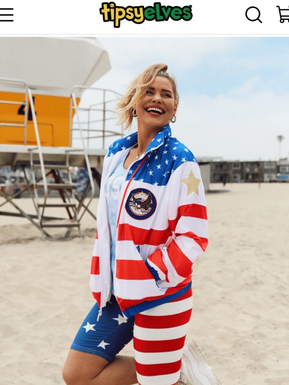 Tipsy Elves Patriotic Stars & Stripes Jacket — Red, White, Blue